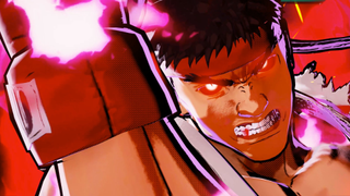An image of Ryu from Marvel vs. Capcom: Infinite, except modded with fancy shaders - holding up his fist with a determined expression, his teeth bared.