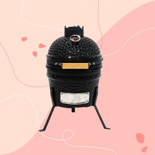 Wilko Ceramic Carbon BBQ on pink graphic background