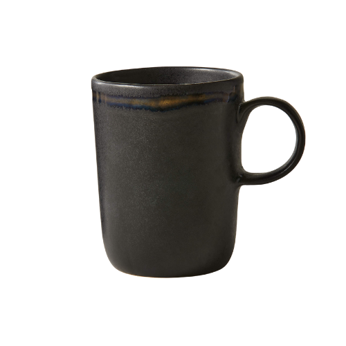 Black glazed stoneware mug