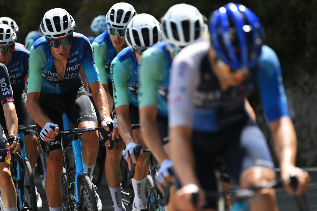 CAZORLA SPAIN AUGUST 24 Bruno Armirail of France and Team Decathlon AG2R La Mondiale competes during the La Vuelta 79th Tour of Spain 2024 Stage 8 a159km stage from Ubeda to Cazorla 1056m UCIWT on August 24 2024 in Cazorla Spain Photo by Tim de WaeleGetty Images