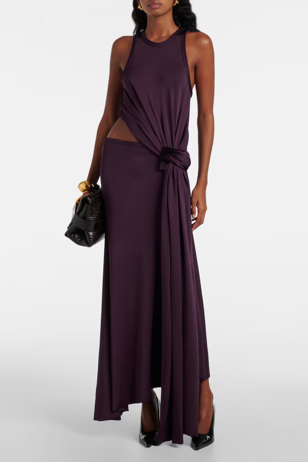 Victoria Beckham Cutout draped jersey midi dress