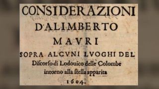 The title page of the pseudonymous treatise by "Alimberto Mauri" published in 1604, which is now been revealed to be an early work written by the astronomer Galileo Galilei.