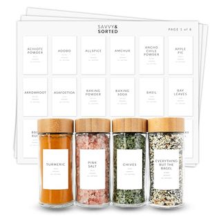 Minimalist Spice Jar Labels - 146 Preprinted Stickers for Organizing Containers, Herbs and Seasonings in the Kitchen Pantry