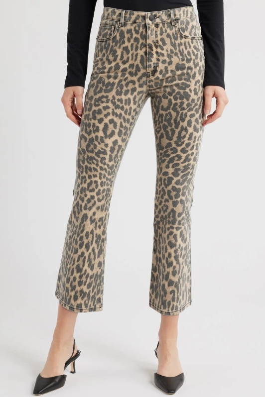 Good Standard Leopard Print Kick Flare Jeans