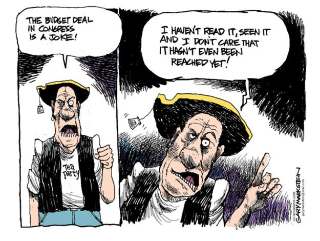 Political cartoon budget deal Congress Tea Party