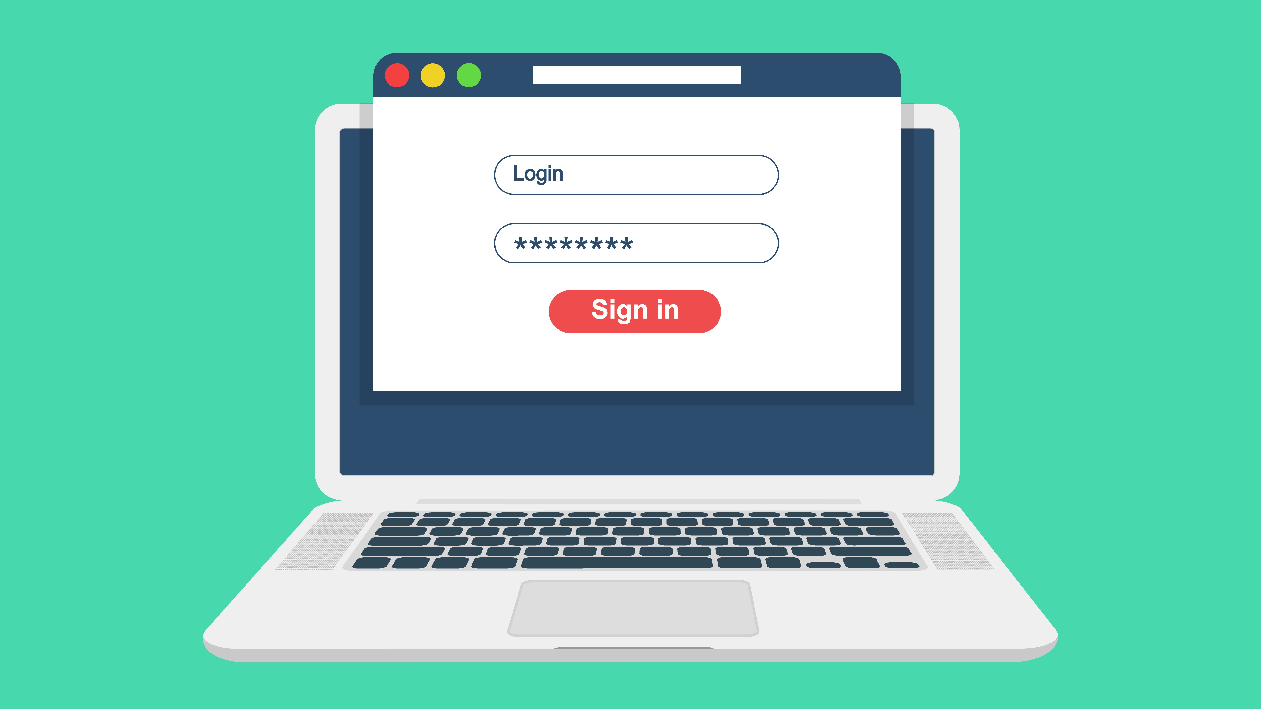 Illustration of a login screen on a laptop