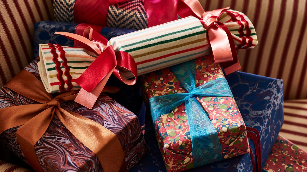 a bunch of beautifully wrapped Wellness Christmas gifts