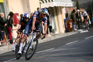 Mathieu van der Poel leads Wout van Aert on last year's Milan-San Remo