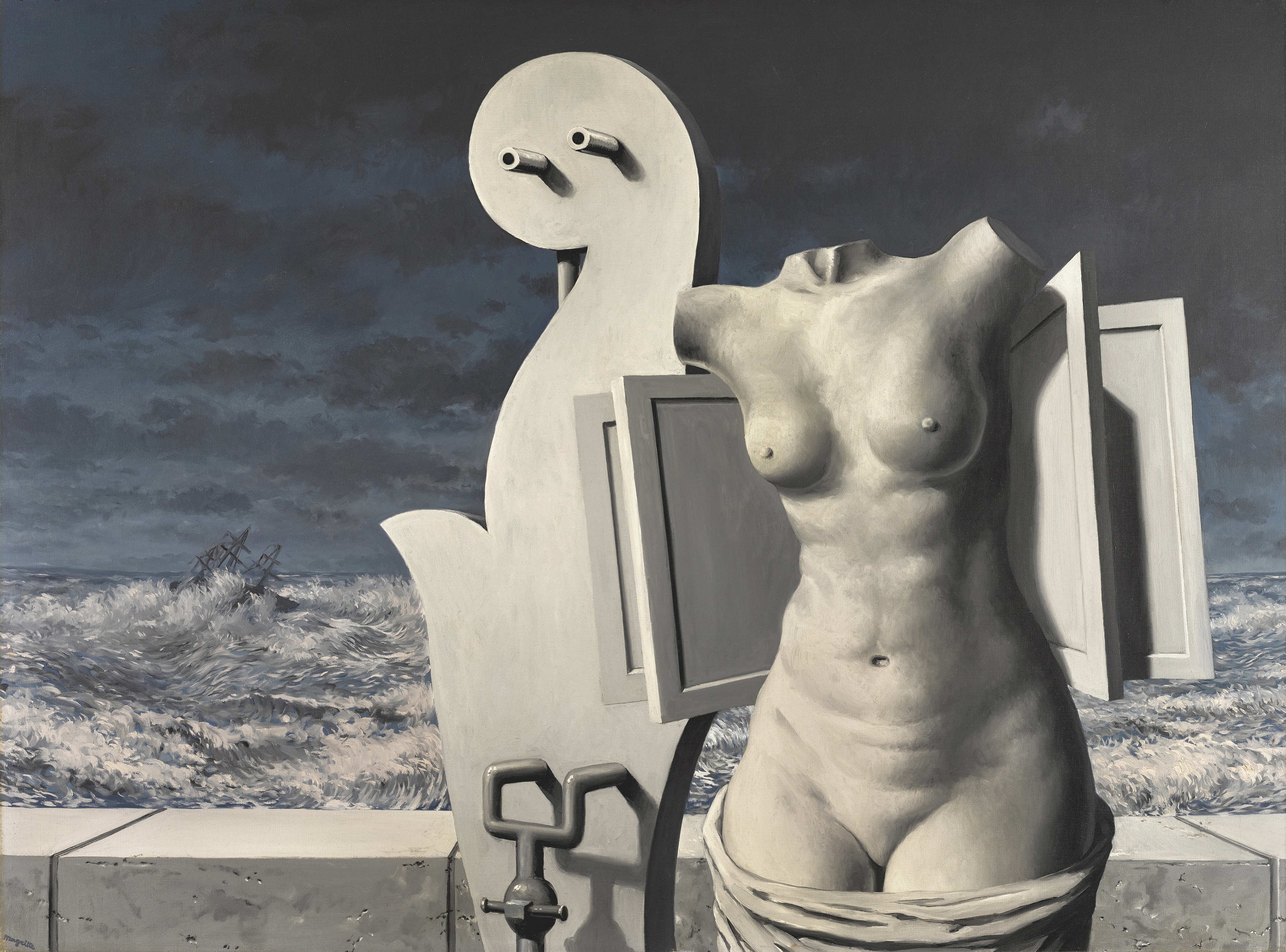 The painting 'La Statue volante' by René Magritte