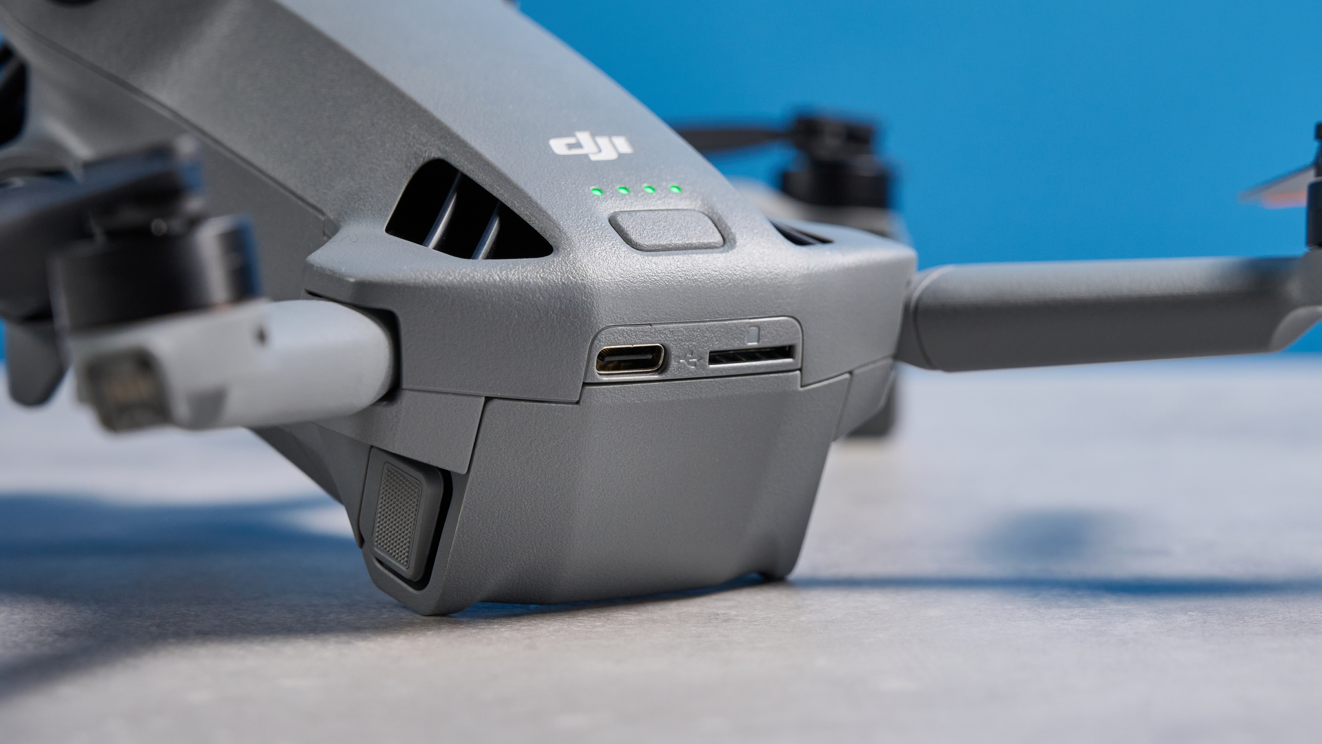 A dark grey DJI Mini 5 Pro drone