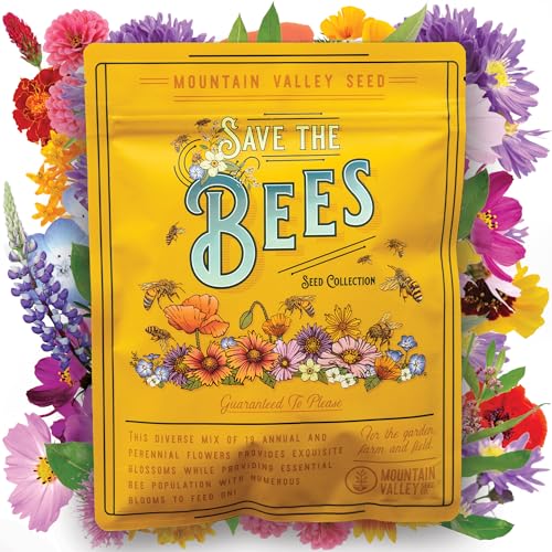 Wildflower Seeds Bulk, 2 Oz. 80,000+ Seeds &amp;ndash; Save the Bees Mix With 19 Non-Gmo Varieties &amp;ndash; Bee Friendly &amp;amp; Pollinator Wildflower Seed for Planting