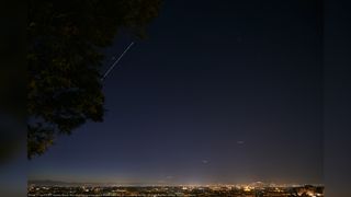 Planets Jupiter, Venus, Mars and Saturn shine with the International Space Station above Rome in the predawn hour on April 27, 2022.