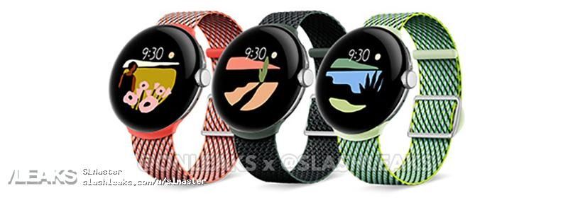 Pixel Watch in various band styles and watch faces