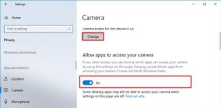 Windows 10 camera privacy settings