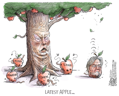 Political Cartoon U.S. Trump rotten apples Bannon