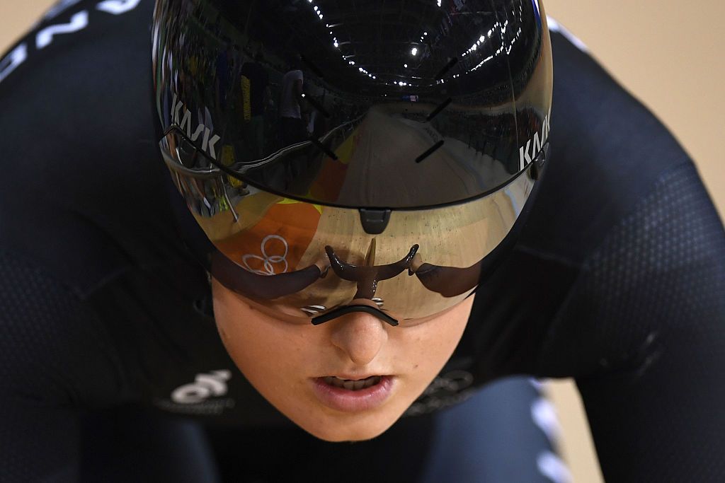 New Zealands Olivia Podmore lines up on the track before competing in the Womens sprint qualifying track cycling event at the Velodrome during the Rio 2016 Olympic Games in Rio de Janeiro on August 14 2016 AFP Eric FEFERBERG Photo credit should read ERIC FEFERBERGAFP via Getty Images