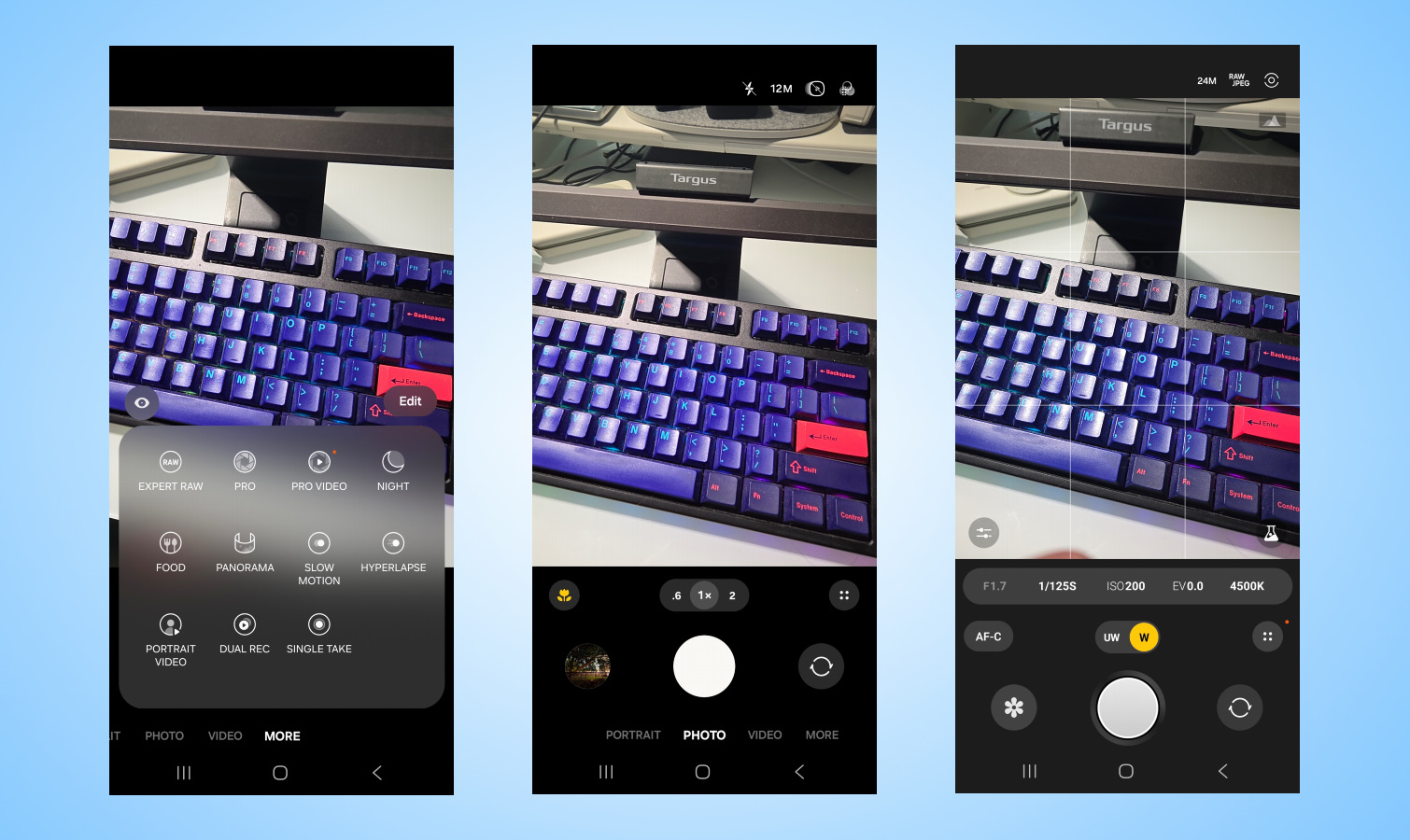 Galaxy S25 Edge camera app.