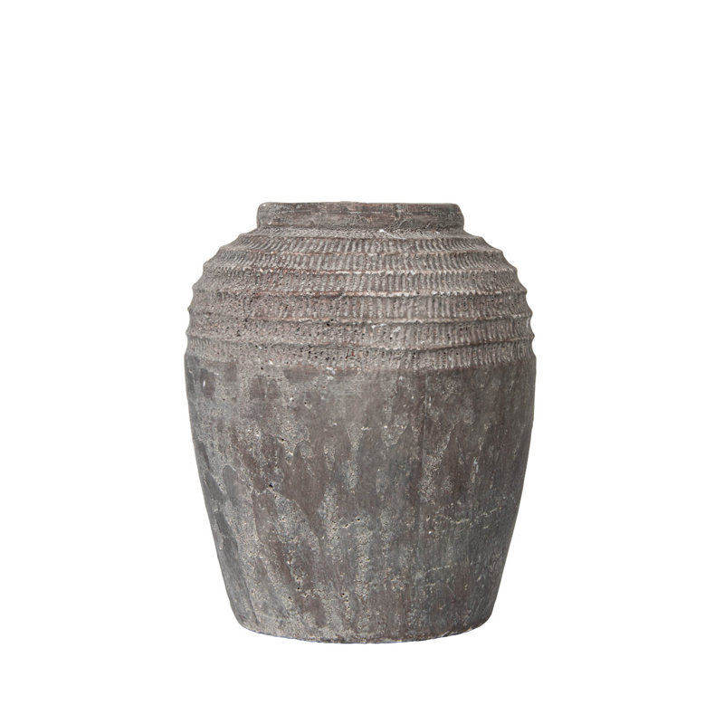 Classicliving Aaryona 36cm Antique Dark Grey Terracotta Pot, Pottery Stone Finish Floor Vase for Living Room &amp;amp; Home Decor | Wayfair.co.uk