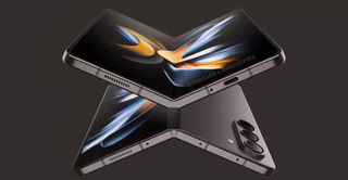 Samsung Galaxy Z Fold 5 render half folded 
