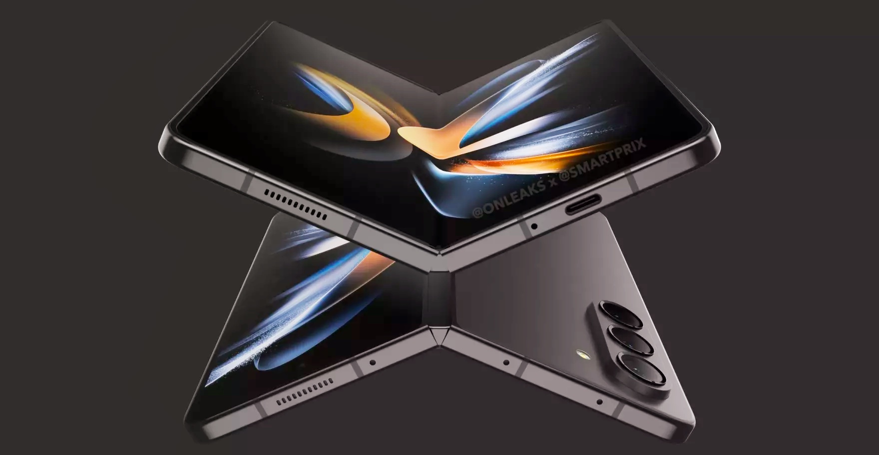 Samsung Galaxy Z Fold 5 render medio plegado