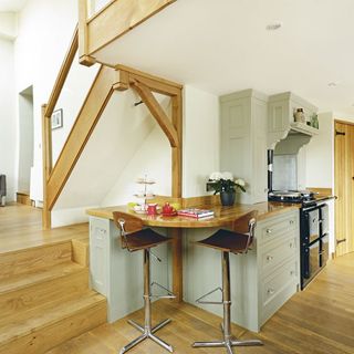 kitchen with dining corner and bar stool