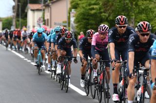 MONTE ZONCOLAN ITALY MAY 22 Nicolas Jonathan Castroviejo of Spain Egan Arley Bernal Gomez of Colombia and Team INEOS Grenadiers Pink Leader Jersey during the 104th Giro dItalia 2021 Stage 14 a 205km stage from Cittadella to Monte Zoncolan 1730m UCIworldtour girodiitalia Giro on May 22 2021 in Monte Zoncolan Italy Photo by Tim de WaeleGetty Images