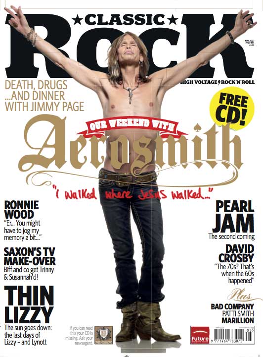 The cover of Classic Rock 105 featuring Steven Tyler