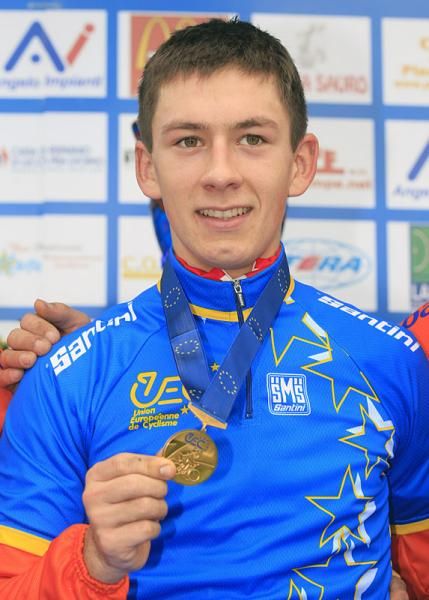 European U23 champion Lars van der Haar shows off his hardware.