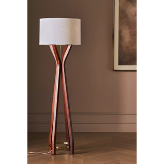wooden geometric floor lamp