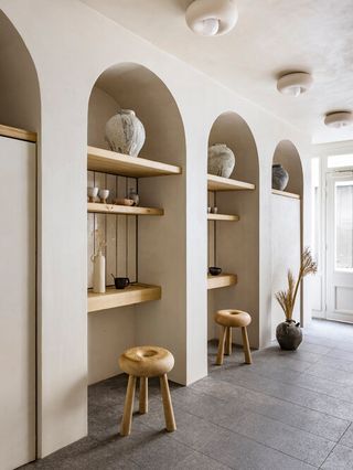 Liberté bakery in paris seating area with interiors designed by Emmanuelle Simon