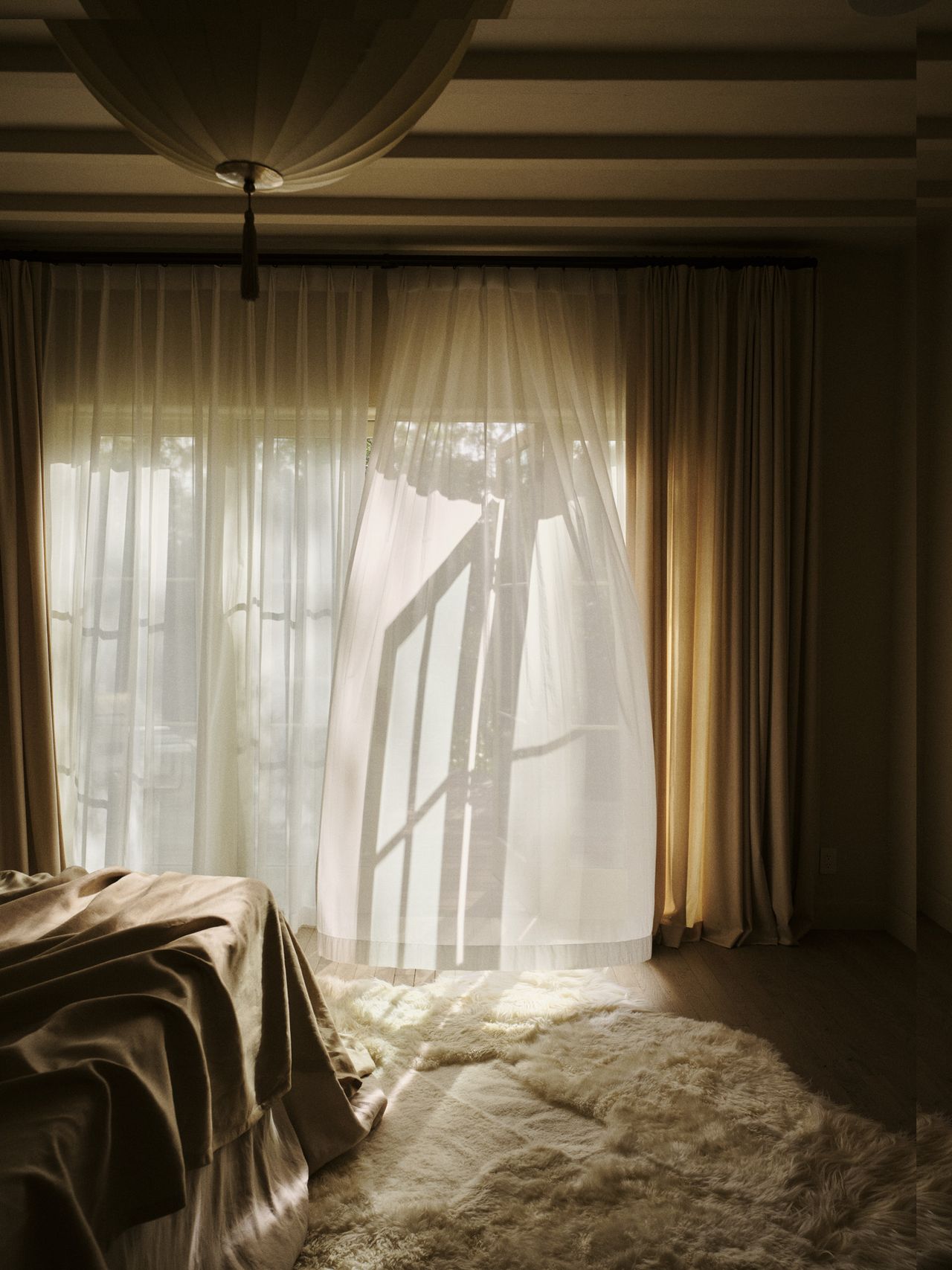 sun dappled interior of a Los Angeles villa