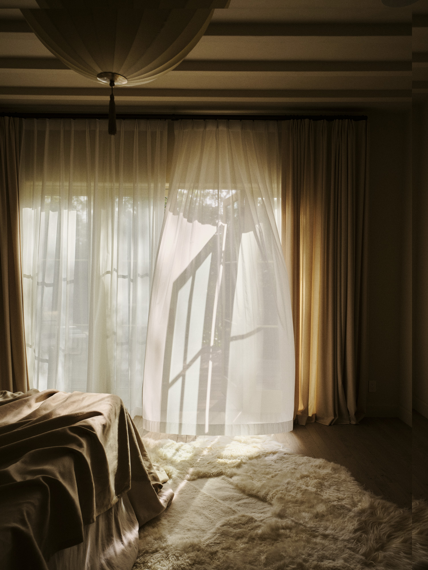 sun dappled interior of a Los Angeles villa