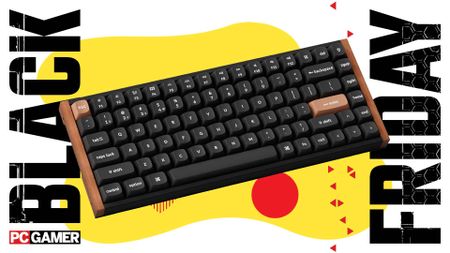 Black Friday asset with gaming keyboards on an abstract background
