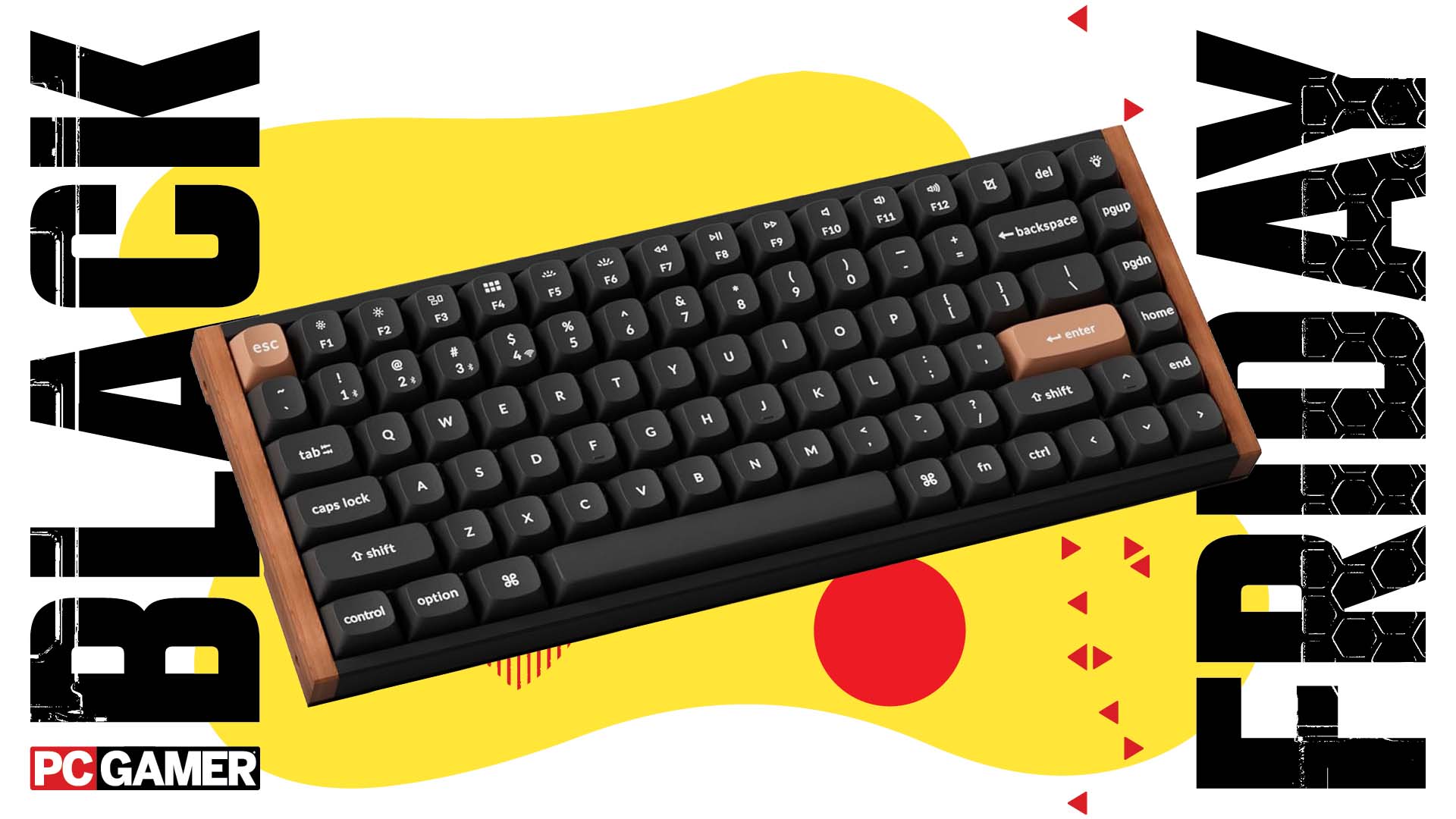 Black Friday asset with gaming keyboards on an abstract background