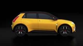 Side view of the Renault 5 Concept car in yellow.