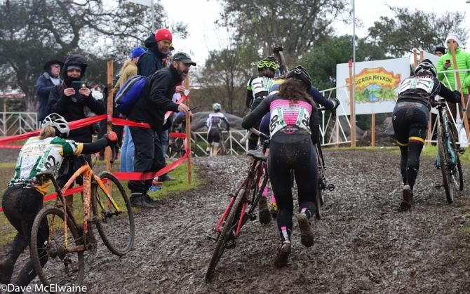 Women's collegiate racing at USA Cycling Cyclo-cross National Championships in Austin, Texas.