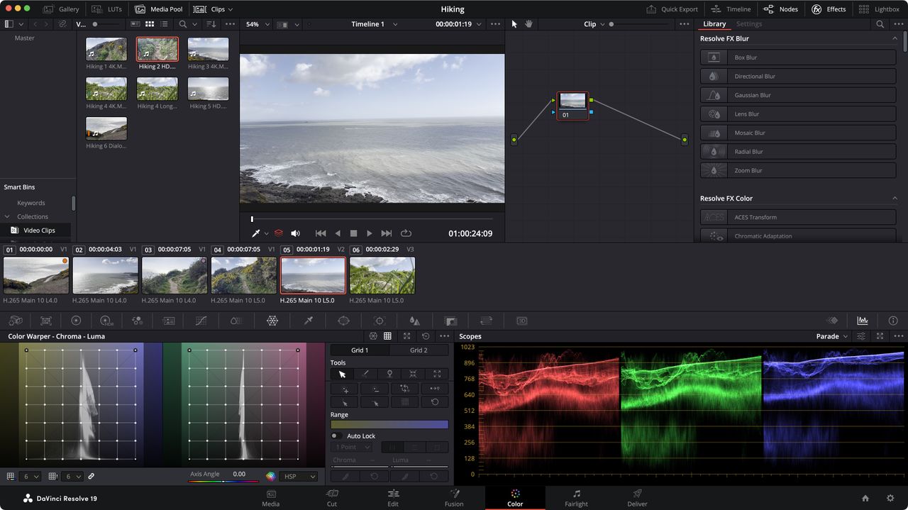 Screenshot of the DaVince Resolve 19 Interface