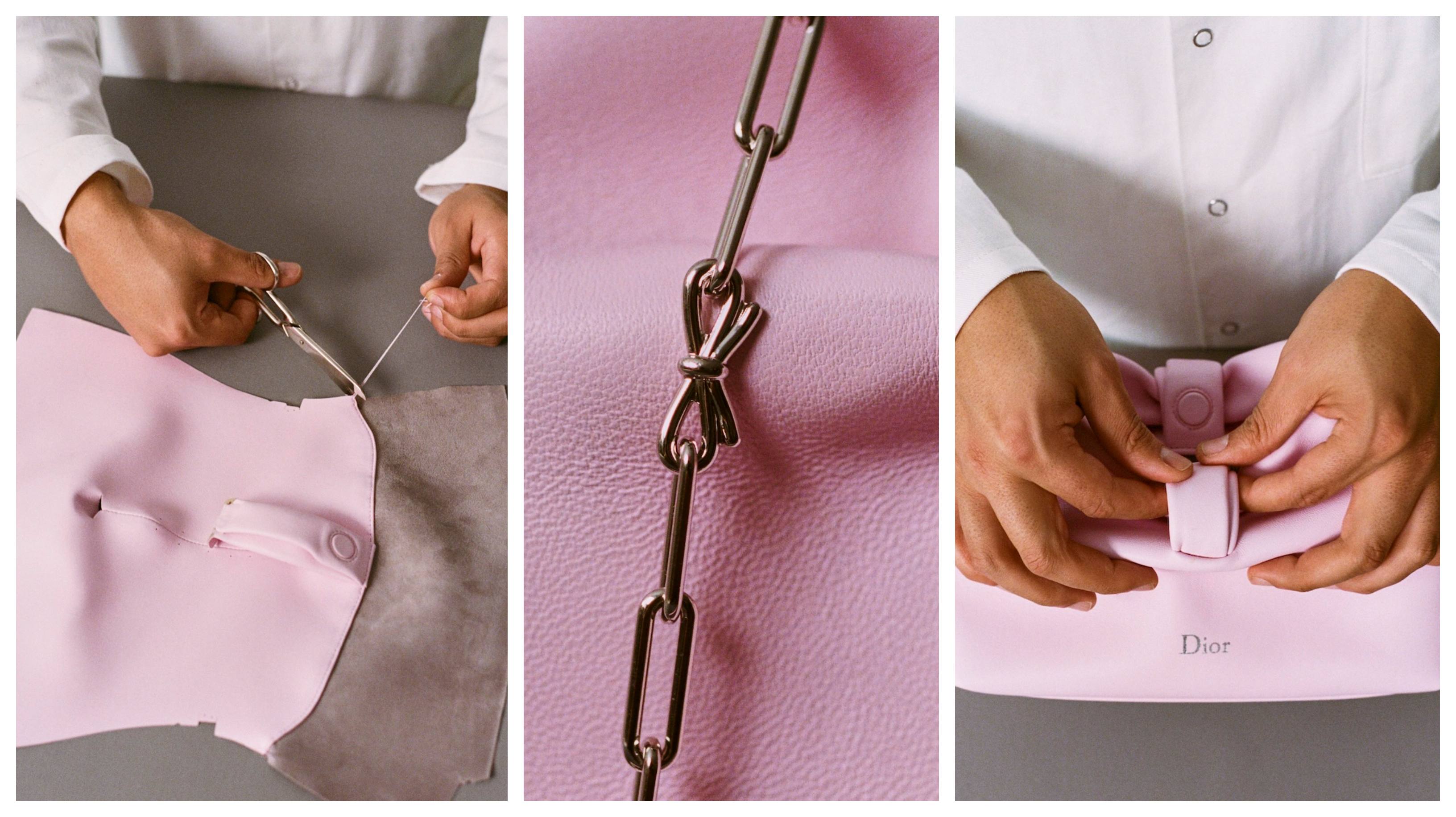 a craftsman in the Dior studio creating a new dior bow bag