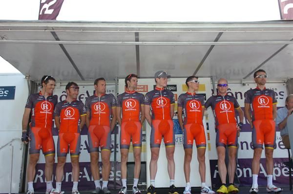 The RadioShack team is presented in Evian-les-Bains.