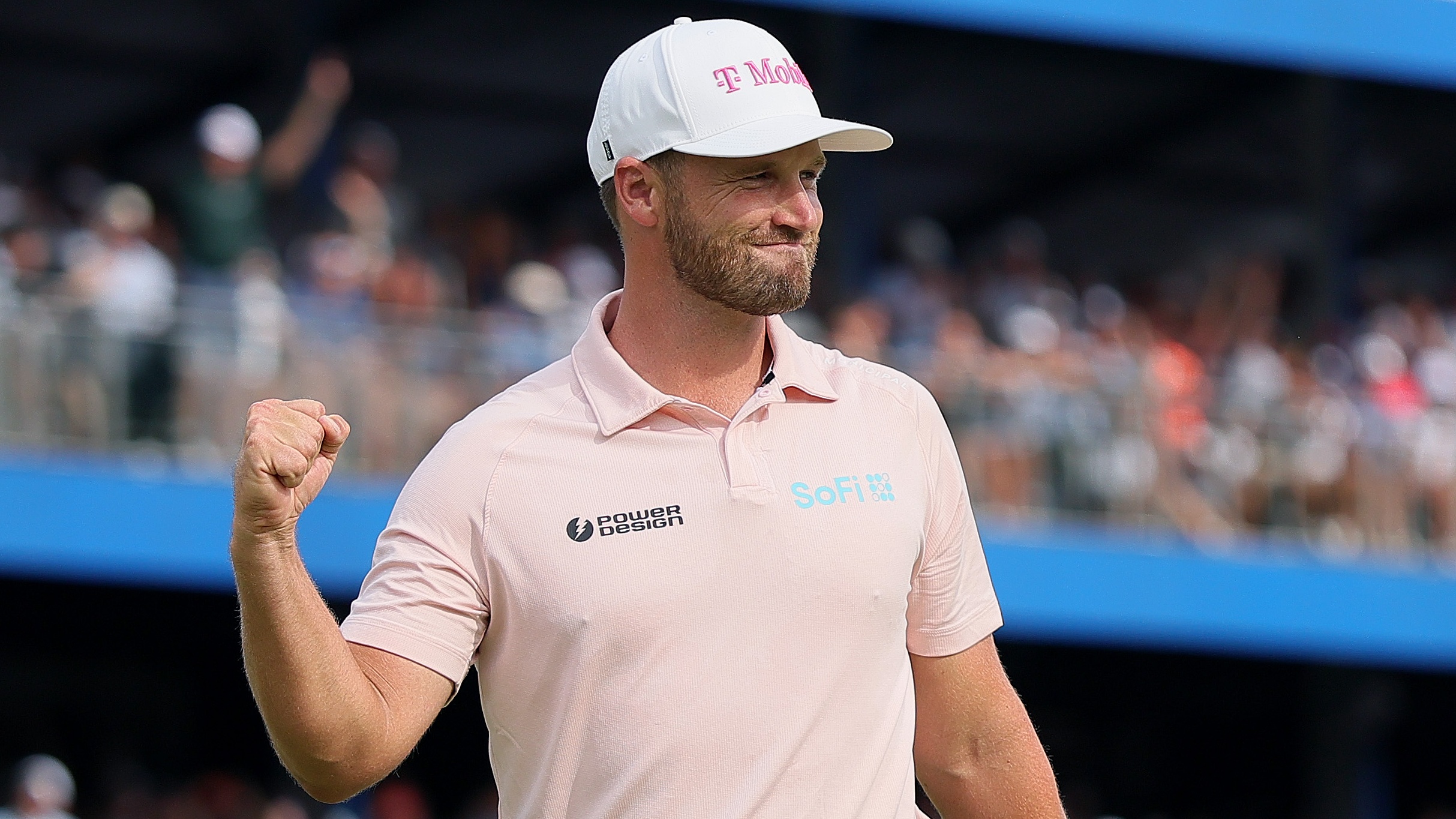 Wyndham Clark of the United States celebrates after winning the BMW Championship 2026 at Bellerive Country Club on August 23, 2026 in St Louis, Missouri