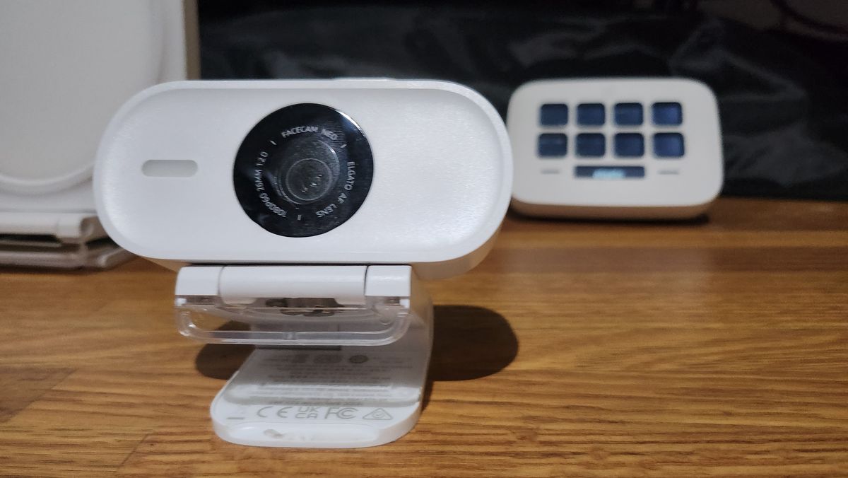Elgato Facecam Neo set up on a desk.