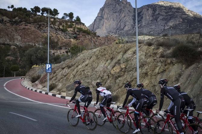 The Trek Factory Racing team gets in some warm weather miles in Spain.