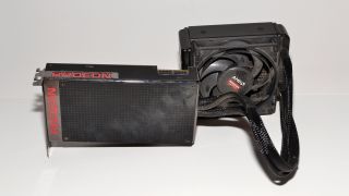 Radeon R9 Fury X, hailing from 2015, a bit worse for wear. Sorry about the dust!