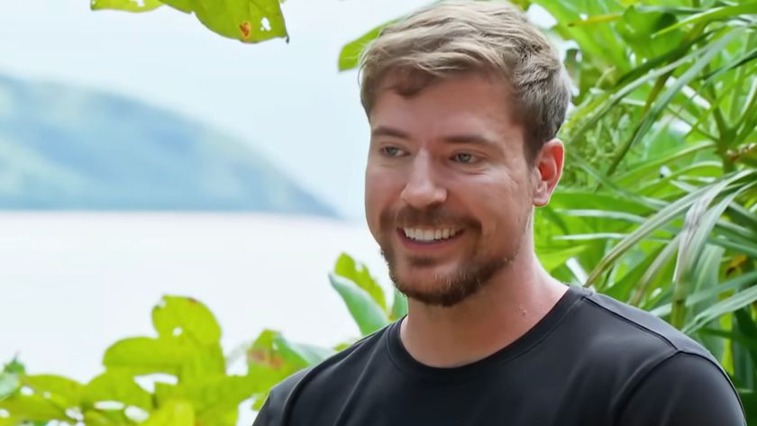 Mr. Beast addressing the Survivor 50 players in Fiji.