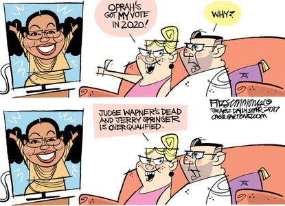 Political Cartoon U.S. Oprah for President 2020 Jerry Springer Judge Wapner
