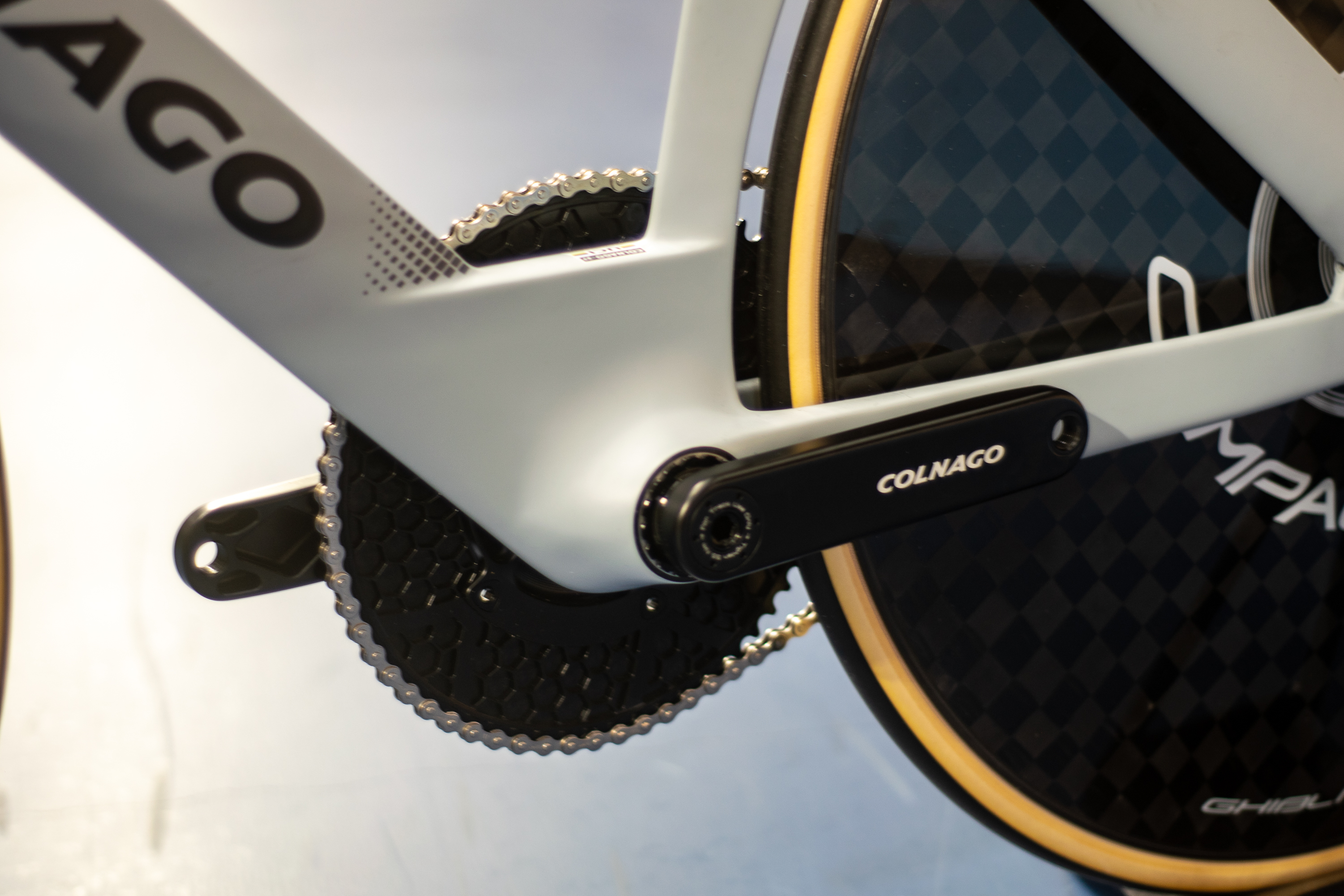 A Colnago T1RS track bike in a velodrome