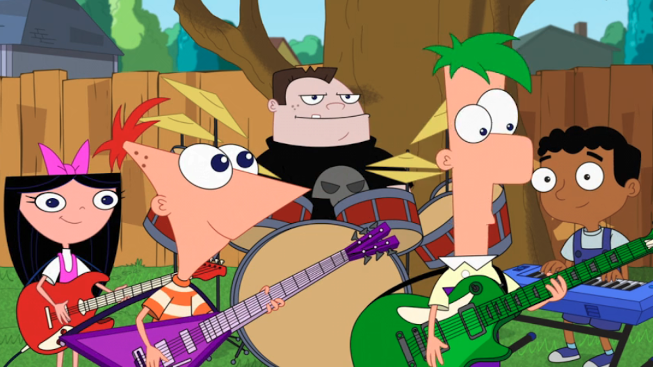 Phineas and Ferb in a band in Season 5 season premiere