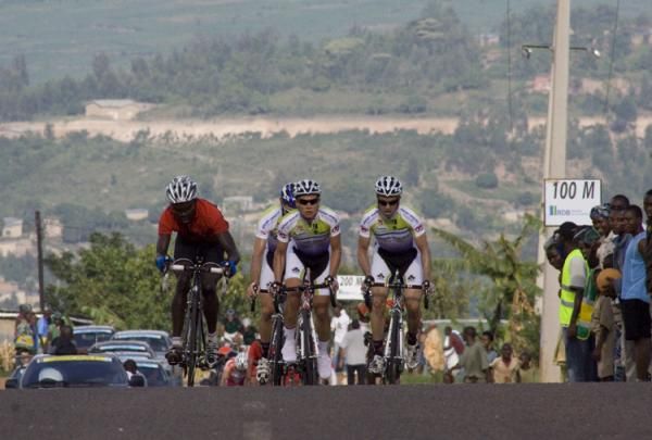 The finish of stage 3, and the Team Type 1 riders head to the finish
