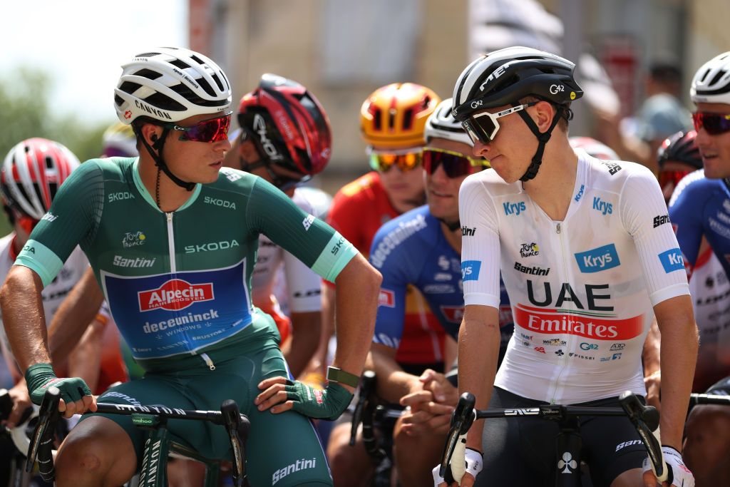 Jasper Philipsen (Alpecin-Deceuninck) at the start of stage 8 of the Tour de France in Libourne