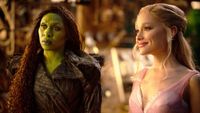 (L-R) Cynthia Erivo as Elphaba Thropp and Ariana Grande as Glinda Upland in "Wicked: For Good"